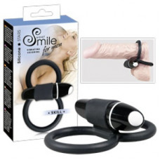 Skill Black Silicone cock & testicle ring with 7 vibration levels and removable bullet